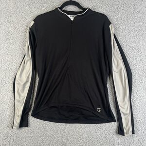 Pearl iZumi Jersey Womens XL Black 1/4 Zip Gray Long Sleeve Outdoor Bicycle Race